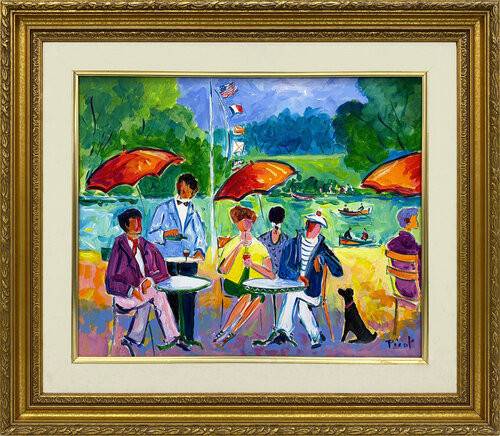 Detente Au Bord Du Lac (framed original painting on canvas) di Jean-Claude Picot, Pittura in vendita su Singulart