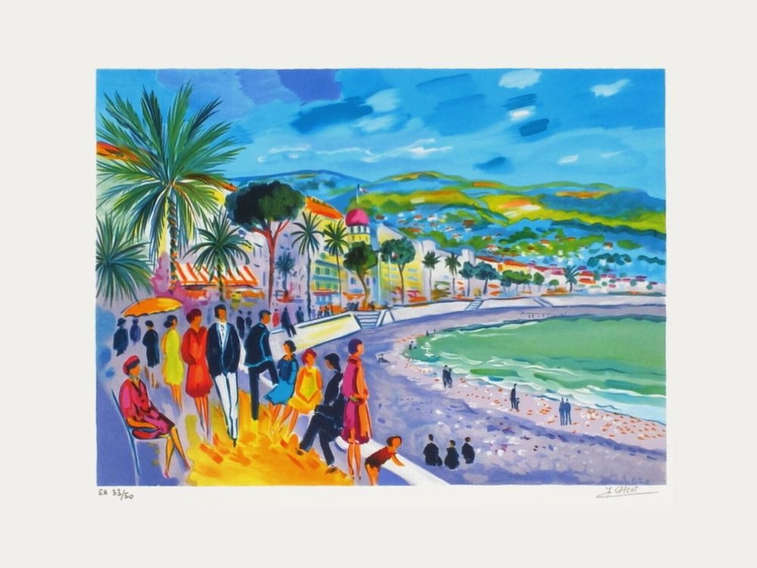 French Riviera - Nice Promenade I Jean-Claude Picot Druck zu verkaufen