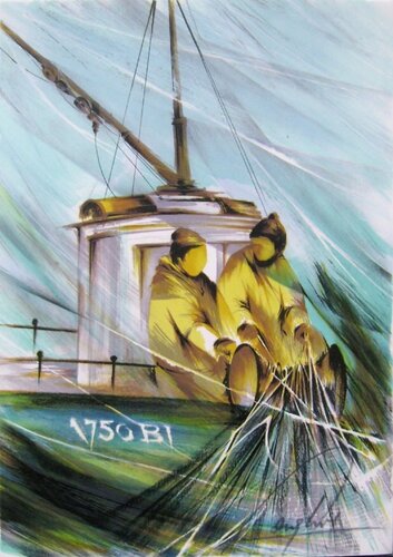 Métiers - Le marin-pêcheur di Raymond Poulet, Stampa in vendita su Singulart