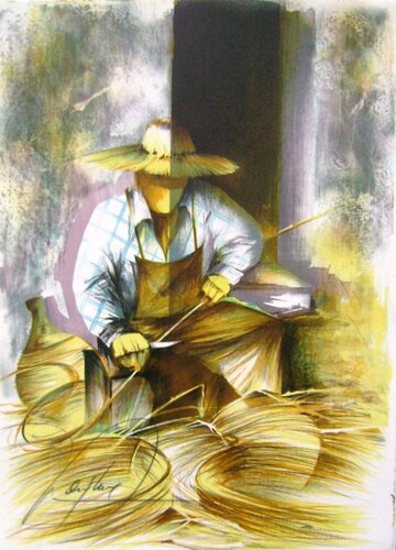 Métiers - Le vannier di Raymond Poulet, Stampa in vendita su Singulart