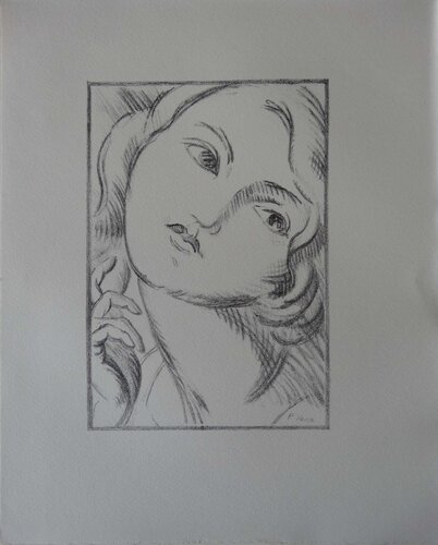 Jeune-fille aux grands yeux, Lithographie originale signée by Paul Vera, 版画 for Sale on Singulart
