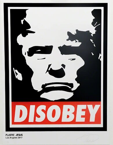 “Disobey” – Acrylic Screen Print on Paper and Canvas van Plastic Jesus, Schilderij te koop op Singulart