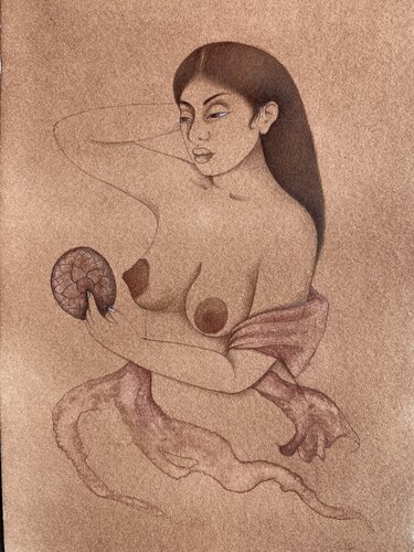 Self Portrait (After Giovanni Bellini) van Hiba Schahbaz, Werk op papier te koop op Singulart