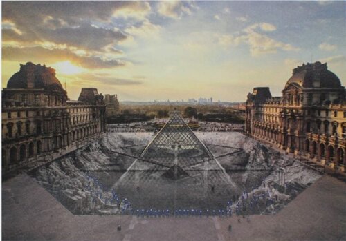 JR au Louvre, 29 Mars 2019, Paris, France (18h08) di JR, Fotografia in vendita su Singulart