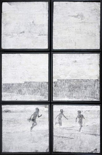 Scouting the Border, Mexico, ink on wood van JR, Schilderij te koop op Singulart