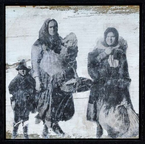 Unframed, Arriving on Ellis Island #2, ink on wood, USA van JR, Schilderij te koop op Singulart