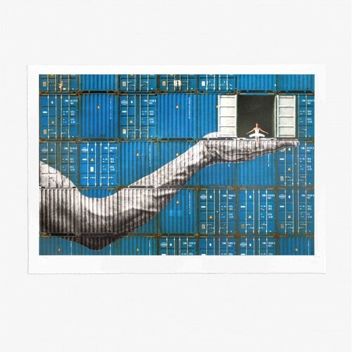 Ballerina in Containers, On the Edge, Le Havre, France van JR, Afdruk te koop op Singulart