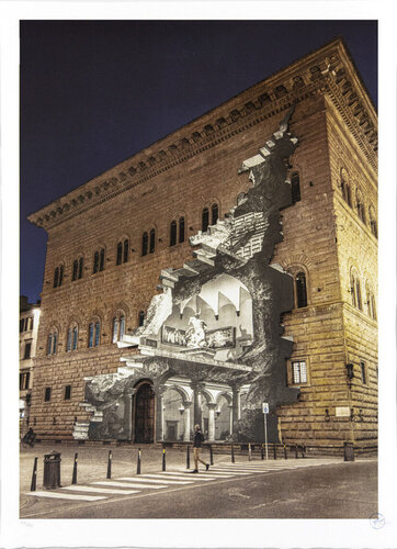 La Ferita, March 25, 2021, 7:07 p.m., Palazzo Strozzi, Florence, Italy, 2021 van JR, Afdruk te koop op Singulart