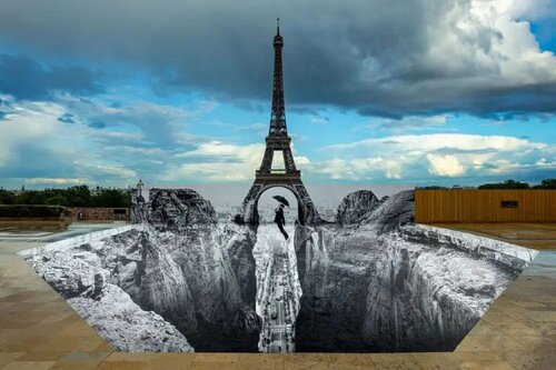 Trompe l'oeil, Les Falaises du Trocadéro, 18 mai 2021 van JR, Afdruk te koop op Singulart