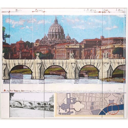 Christo, Ponte Sant'Angelo Wrapped van Christo, Werk op papier te koop op Singulart