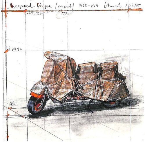 Wrapped Vespa, Project, 1963-64 van Christo, Werk op papier te koop op Singulart