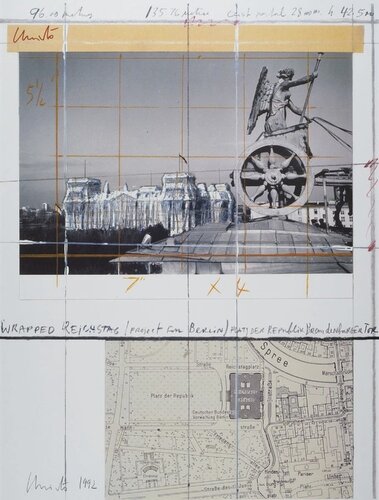 Wrapped Reichstag Project for Berlin V van Christo, Afdruk te koop op Singulart