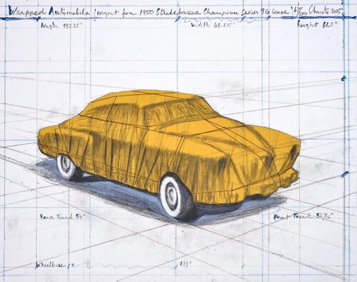Wrapped Automobile (Project for 1950 Studebaker Champion, Series 9G Coupe) by Christo, Work on Paper for Sale on Singulart