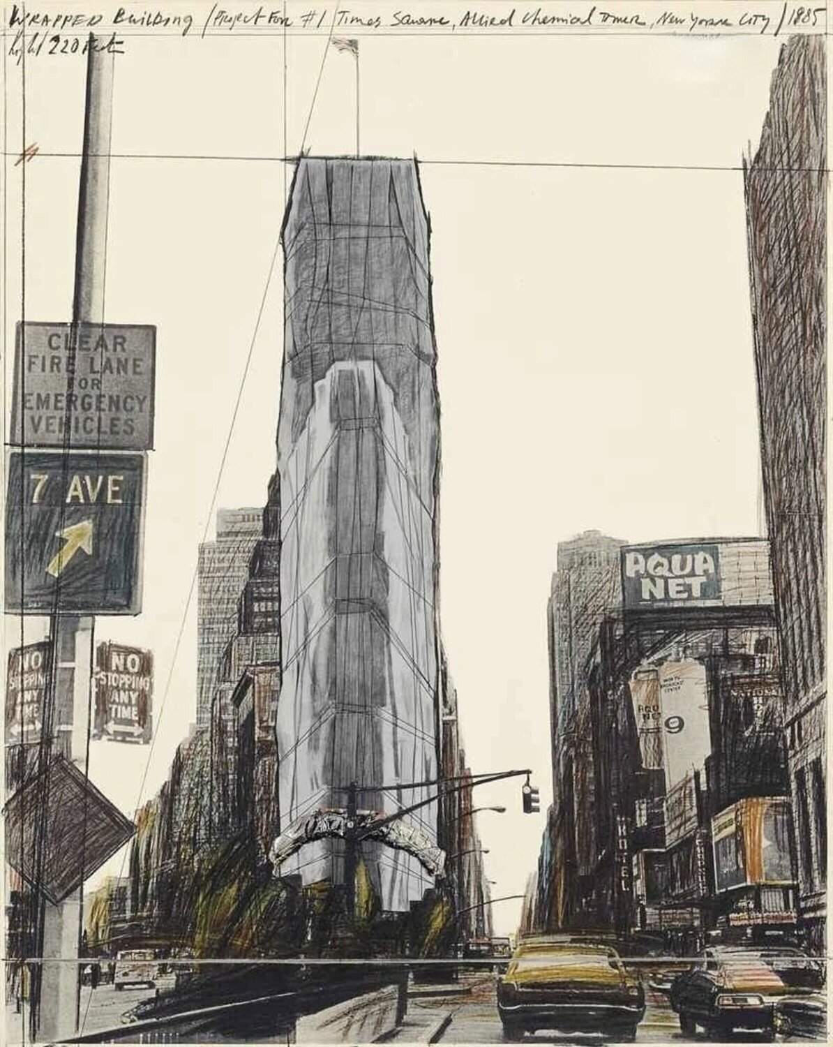Wrapped building, project for 1 Times Square, New York Christo