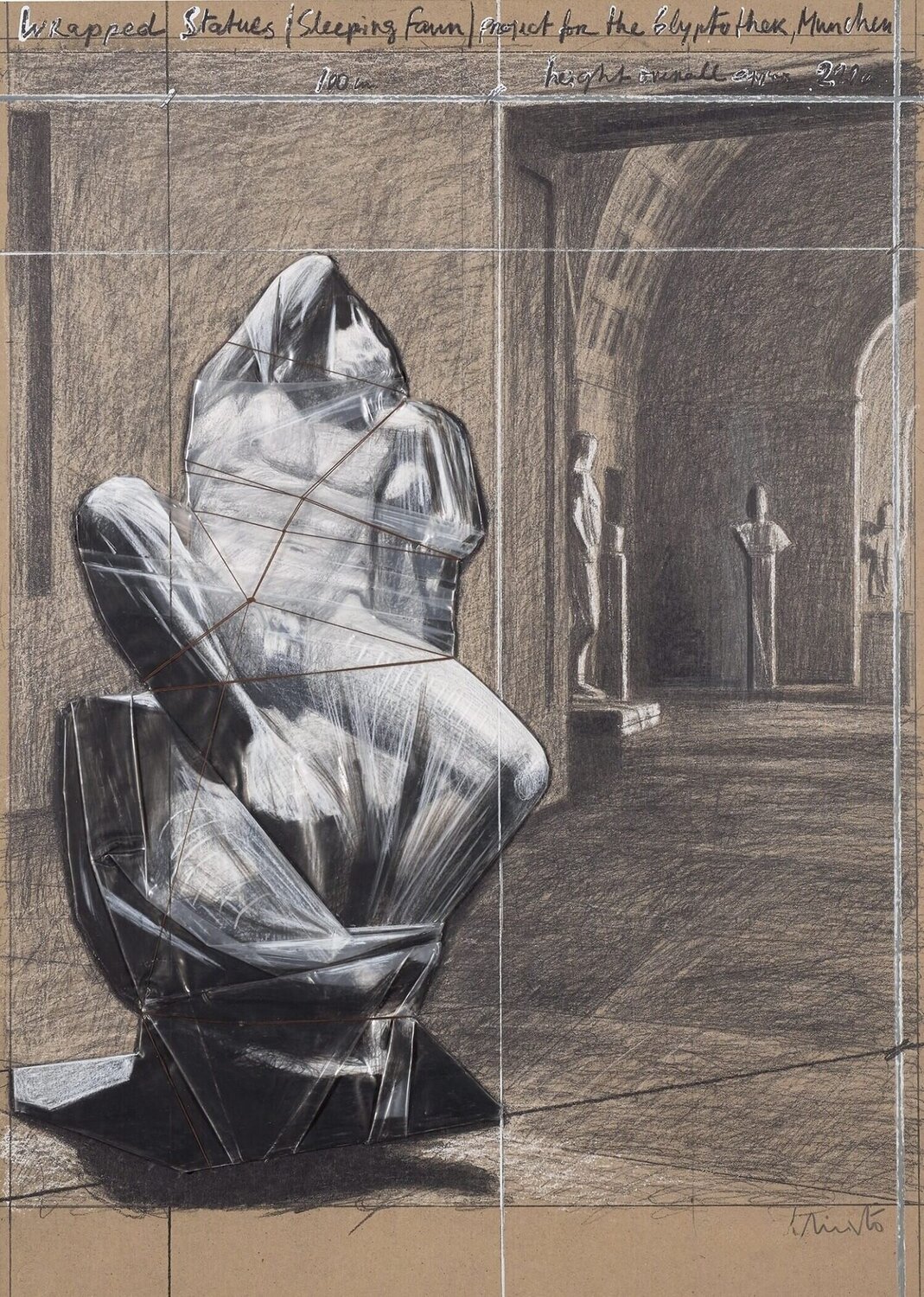 Wrapped Statues, Sleeping Fawn, Project for the Glyptothek Christo Druck zu verkaufen