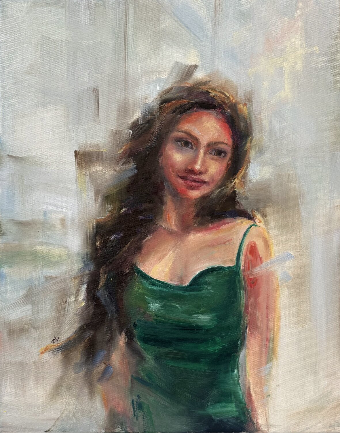 City girl Alesia Yeremeyeva Originalgemälde zu verkaufen