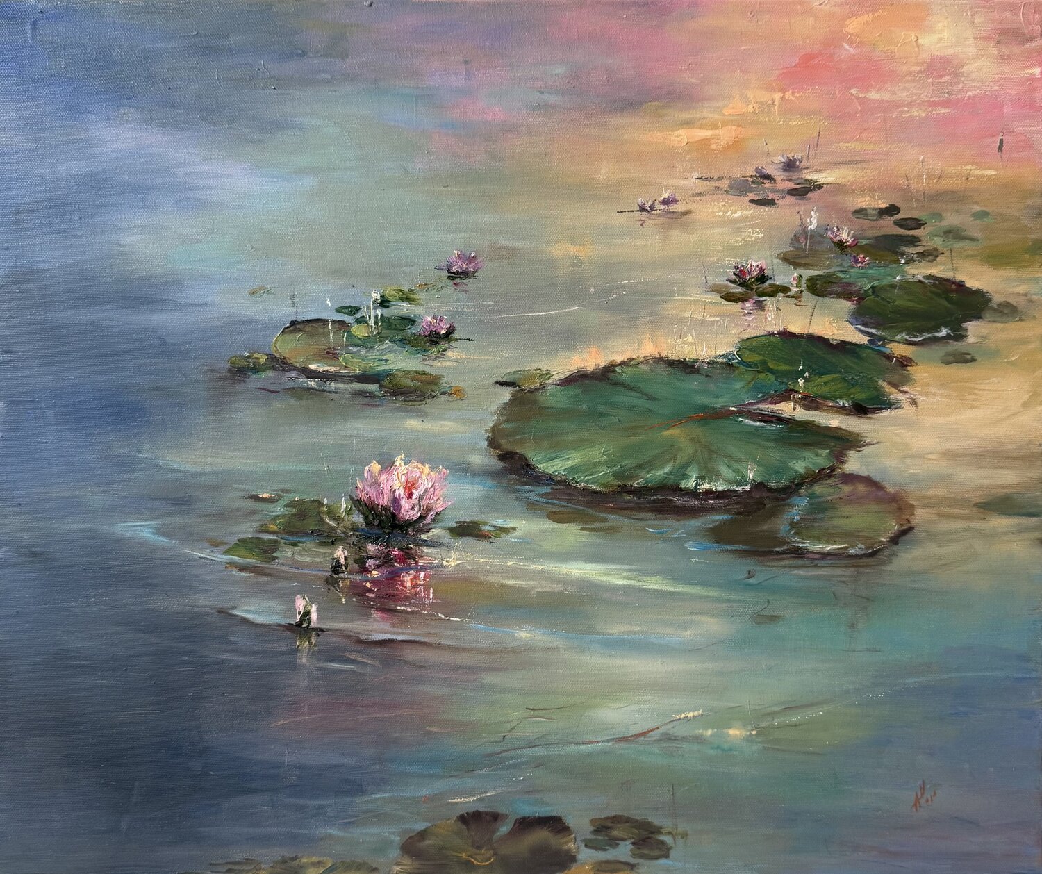 Lilies of Sunrise Alesia Yeremeyeva Originalgemälde zu verkaufen