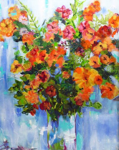 Flowers in a vase di Ute Roehe, Pittura in vendita su Singulart