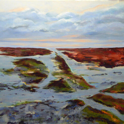 Evening atmosphere at the Wadden Sea di Ute Roehe, Pittura in vendita su Singulart