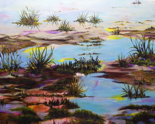 Evening atmosphere at the Wadden Sea 2 di Ute Roehe, Pittura in vendita su Singulart
