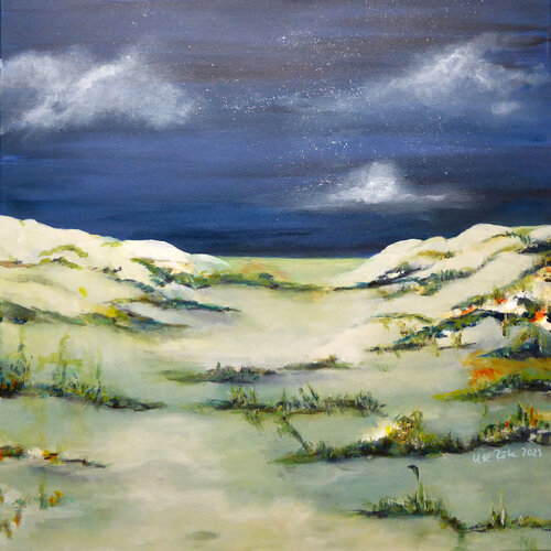 Night sky over the dunes di Ute Roehe, Pittura in vendita su Singulart