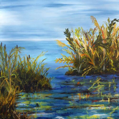 Reeds on the bank di Ute Roehe, Pittura in vendita su Singulart