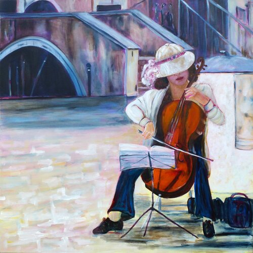A Cello in Venice di Ute Roehe, Pittura in vendita su Singulart