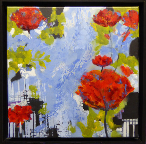 Wildflowers in an abstract space di Ute Roehe, Pittura in vendita su Singulart