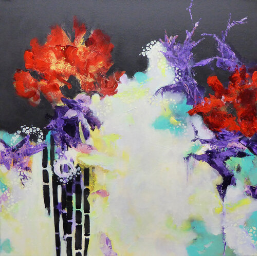 Wildflowers in an abstract space 2 van Ute Roehe, Schilderij te koop op Singulart