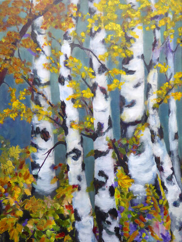 Birches 3 di Ute Roehe, Pittura in vendita su Singulart
