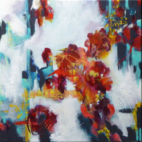 Wildflowers in an abstract space 3 di Ute Roehe, Pittura in vendita su Singulart