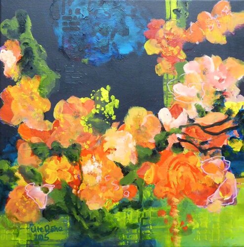 Wildflowers in an abstract space 4 di Ute Roehe, Pittura in vendita su Singulart