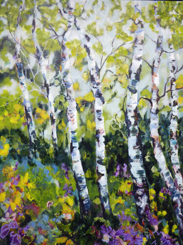 Birches 3 par Ute Roehe, Peinture en vente sur Singulart