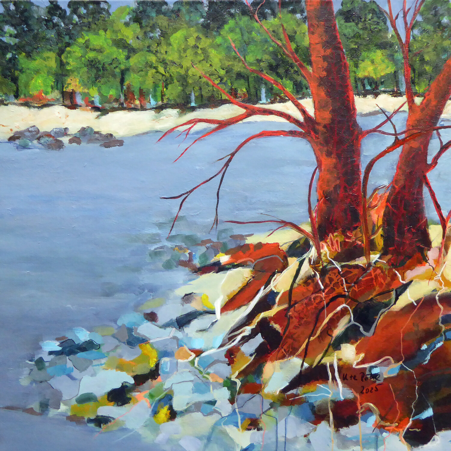 Red trees by the river Ute Roehe