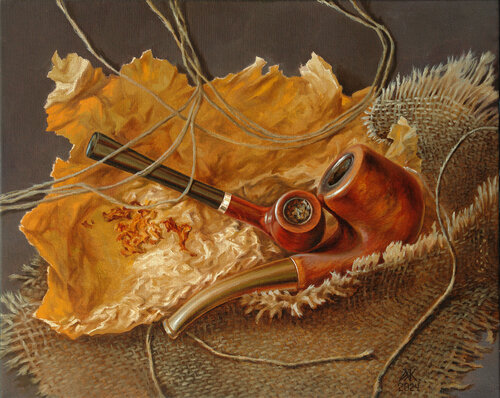 A Tobacco Still Life van Andrii Zhukov, Schilderij te koop op Singulart
