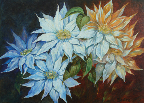 Clematis in the Moonlight van Andrii Zhukov, Schilderij te koop op Singulart