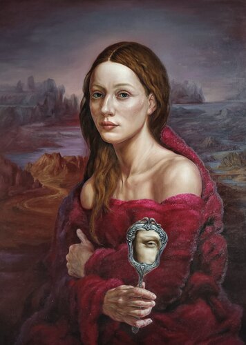 Girl with a Mirror van Andrii Zhukov, Schilderij te koop op Singulart