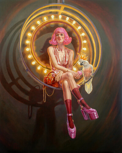 The girl with the parrot de Andrii Zhukov, Pintura a la venta en Singulart