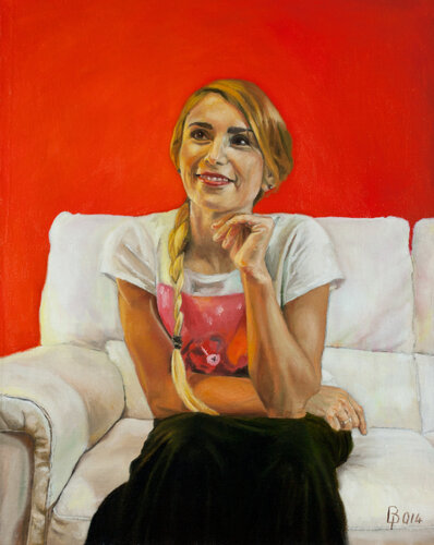 Olivia in her living room by Paolo Borile, Painting for Sale on Singulart