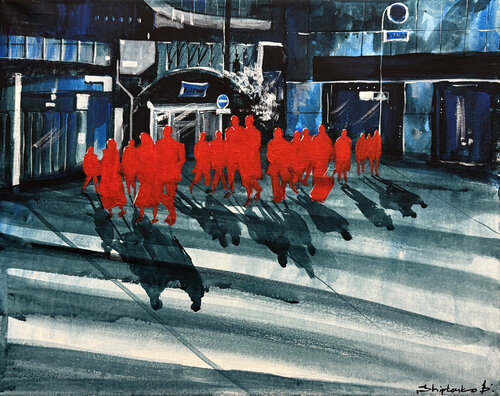 People in red de Bohdan Shyptenko, Pintura a la venta en Singulart