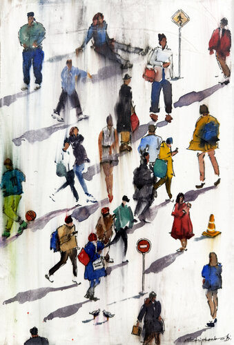 People and city von Bohdan Shyptenko, Malerei kaufen auf Singulart
