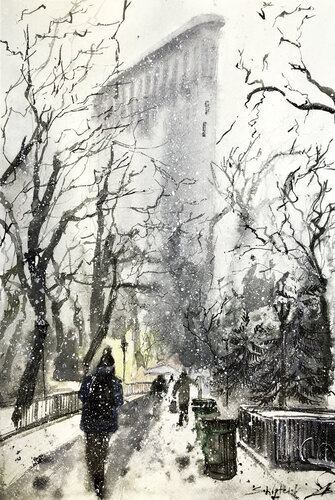Winter Central Park par Bohdan Shyptenko, Peinture en vente sur Singulart