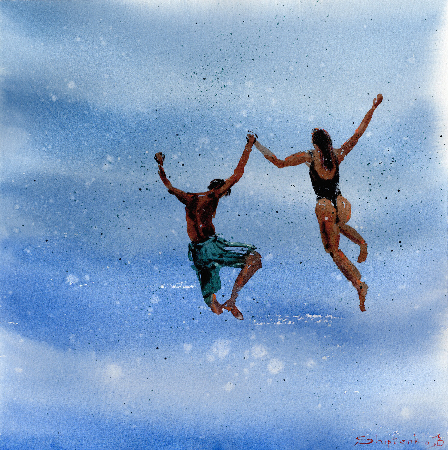 Suspended in Blue Bohdan Shyptenko Original painting for sale