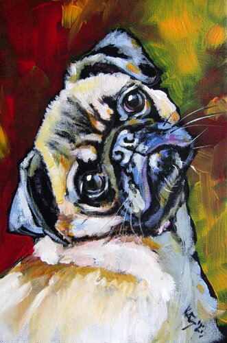 Cute pug di Anna Brigitta Kovacs, Pittura in vendita su Singulart