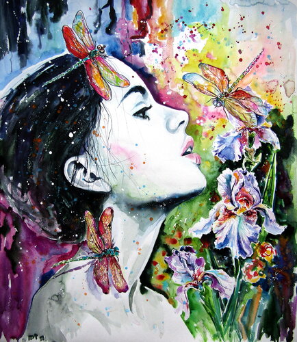 Dream with dragonflies di Anna Brigitta Kovacs, Pittura in vendita su Singulart