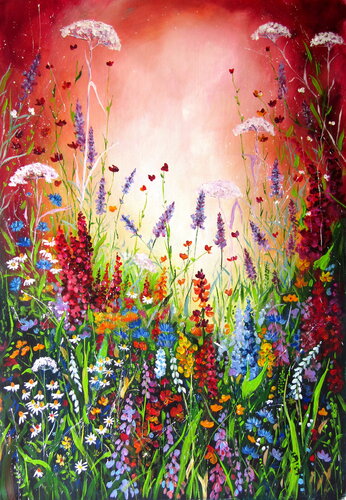 Happy wildflowers field III by Anna Brigitta Kovacs, Painting for Sale on Singulart