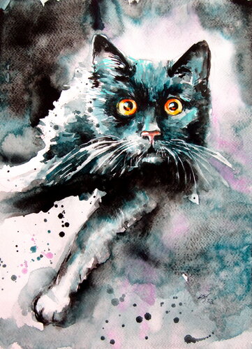 Black cat von Anna Brigitta Kovacs, Malerei kaufen auf Singulart