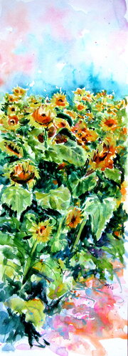 Sunflower field van Anna Brigitta Kovacs, Schilderij te koop op Singulart