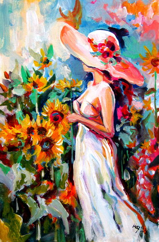 Summer on the flower field II by Anna Brigitta Kovacs, Painting for Sale on Singulart