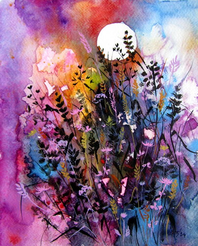 Autumn wildflowers van Anna Brigitta Kovacs, Schilderij te koop op Singulart